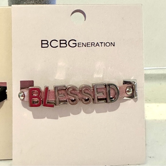 NWT Set of 2 BCBGeneration Bracelets- “Fearless” and “Blessed” silver on leather - Picture 5 of 10